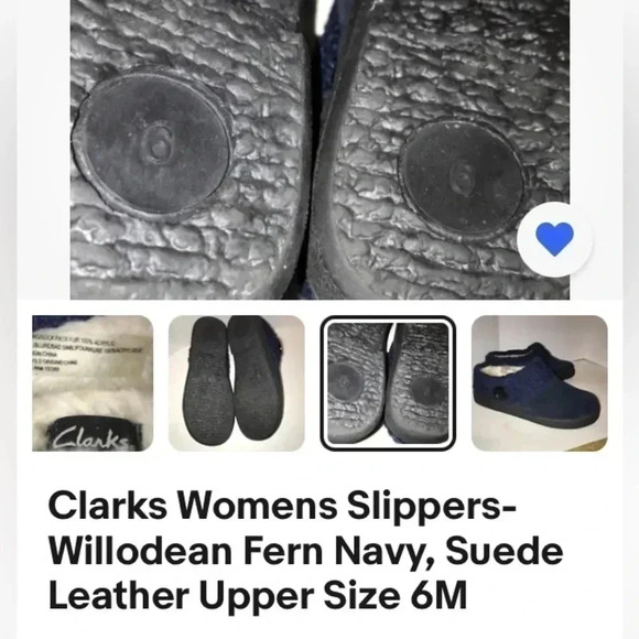 Clark’s woman’s Willowdean navy blue suede upper leather Size 6M slippers shoe - Picture 11 of 12